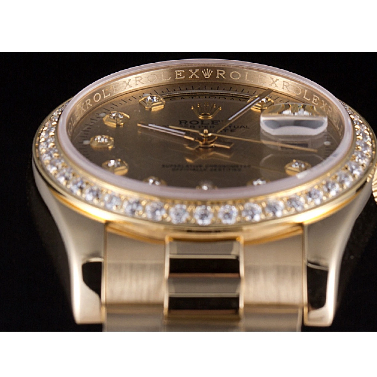 Aaa replica watch Stainless Plated Day-Date Dial 18k Rolex Gold Yellow Steel Gold 0529